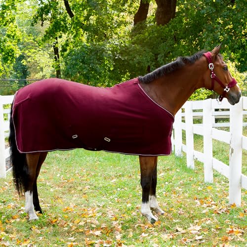 HORZE Fleece-Padded Adjustable Horse Halter, Soft Comfort, Easy On/Off - color: Dark Red, size: Horse