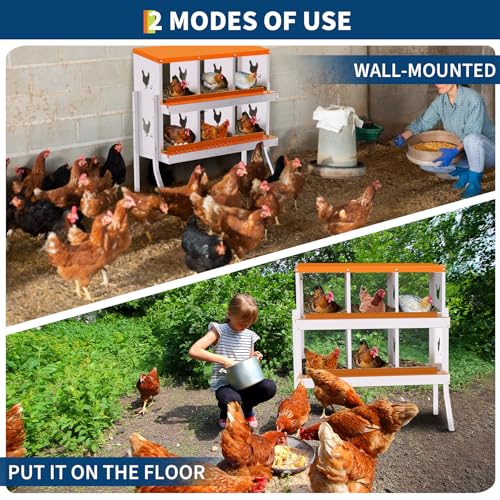 Chicken Nesting Box, 6 Compartment Galvanized Steel Chicken Laying Boxes with Removable Trays - Rust Resistant Metal Nesting Boxes for Backyard, Farms, and Chicken Coop