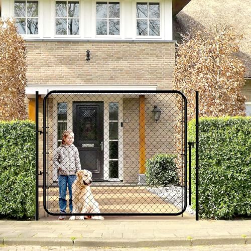 Adjustable Chain Link Fence Gate Kit,Rust-Resistant PVC Coated Garden Gate for Outside,Durable Outdoor Gate for Garden Fence, Pathways, Yards, and Driveways, 26"-72" Wide x 5' High - size: 5ft High