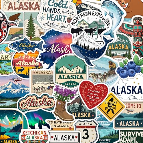 100Pcs Alaska Stickers and Decals for Water Bottle, Laptop - Alaska Party Supplies & Dacorations - Gift for Women & Men - color: Alaska Stickers