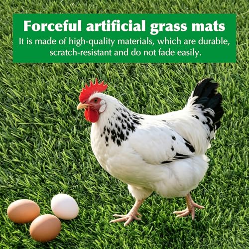 8 Pack Chicken Nesting Pads 12''x12'', Washable Chicken Coop Laying Mats, Reusable Artificial Grass Box Liners for Hen Coop Egg Duck Chicks Goose, Pets Indoor Outdoor Green ﻿