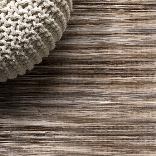 JONATHAN Y Wide Stripe Indoor Outdoor Square Area Rug 6X6 Brown/Natural, Bo Modern Farmhouse for Backyard, Patio, Porch, Easy-Cleaning, High Traffic, Pet-Friendly, Non-Shedding (TSN101A-6SQ) - size: 6'7" x 6'7" (Square)