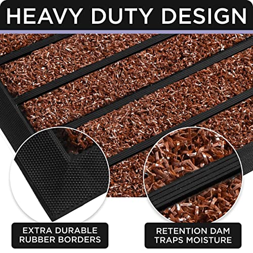 Ubdyo Extra Durable Door Mat Outside Entrance (30" x 17", Bright Burgundy) | Dirt Trapping, Non-Slip Backing, Indoor or Outdoor Use, Welcome Mat, Low Profile, Natural Rubber, Stain Fade Resistant - color: Bright Burgundy, size: 30" x 17" (Rectangular)