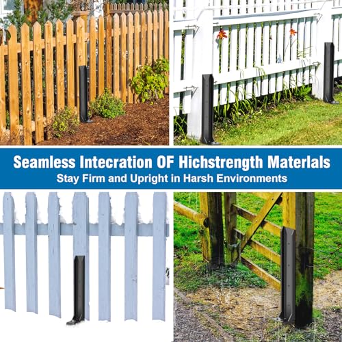2 Pcs Fence Post Repair Kit, Heavy Duty Fence Post Anchor Ground Stakes for Repair Tilted, Broken Wood Support