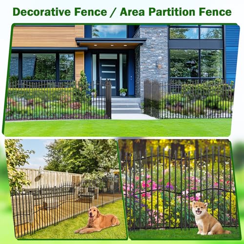 No Dig Garden Fence 40" H x 22.5'L Decorative Yard Dog Outdoor Panels - size: 40 in(H)
