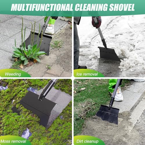 Suchtale Flat Shovel, 11-Inch Floor Scraper, Long Handle Weed Scraper | 11-Inch Garden Cleaning Shovel with Foot Step for Weeds, Moss, Lawn Edging, Driveways, Sidewalks, Light Snow and Thin Ice
