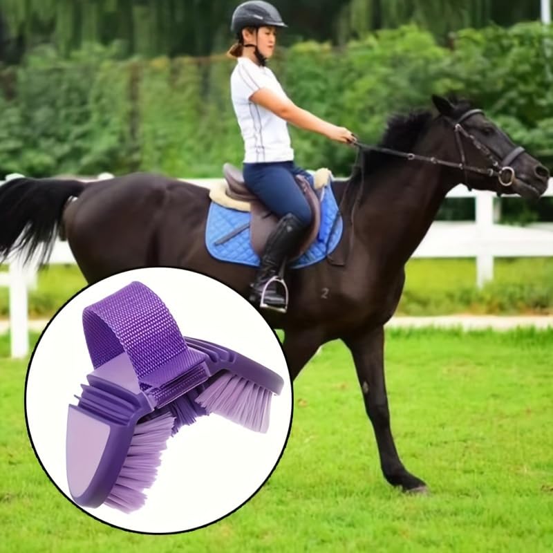 1pc Multi-Functional Soft Bristle Horse Brush Purple Flexible Multi-Angle Grooming Tool for Horses Cattle Pets Bathroom Cleaning Brush