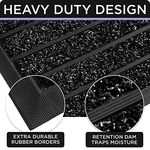 ubdyo Extra Durable Door Mat Outside Entrance (30" x 17", Bright Black) | Dirt Trapping, Non-Slip Backing, Indoor or Outdoor Use, Welcome Mat, Low Profile, Natural Rubber, Stain Fade Resistant - color: Bright Black, size: 30" x 17" (Rectangular)