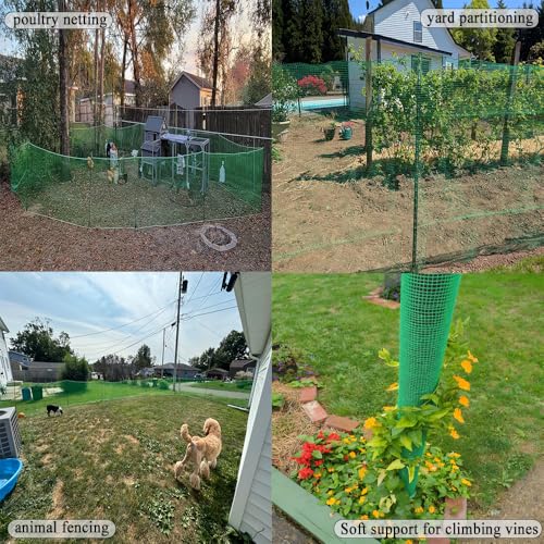 Junflying 4x100 FT Deer Fence Netting, 1/2” Garden Fence Animal Barrier | Woven Temporary Plastic Mesh Netting for chicken, poultry garden protection. Shield vegetables & fruit trees from wildlife.