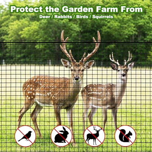 4x50FT Deer Fence Netting for Garden, 55GSM Plastic Mesh Temporary Fence | HDPE Deer Fencing, Reinforced Edge Deer Net, Garden Fence Animal Barrier, Bird Netting for Garden Tree Vegetable Raised Bed - size: 4x50FT