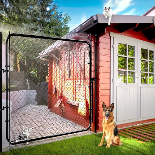 Adjustable Chain Link Fence Gate Kit,Rust-Resistant PVC Coated Garden Gate for Outside,Durable Outdoor Gate for Garden Fence, Pathways, Yards, and Driveways, 26"-72" Wide x 5' High - size: 5ft High