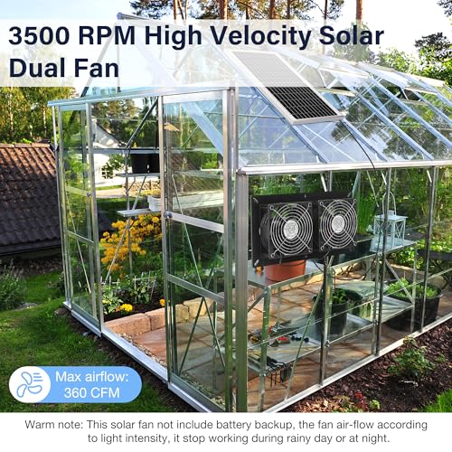 Fanspex Solar 2 Fan Kit Waterproofed for Chicken Coop, Greenhouse & Shed | High Velocity Solar Powered Fans for Outdoor Intake or Exhaust Air - size: 2 Fan Kit