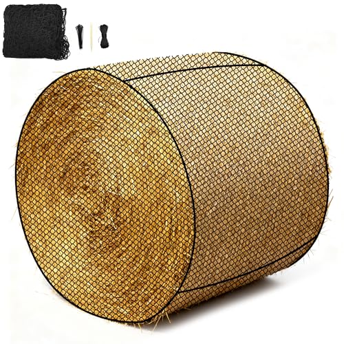 Large Round Bale Hay Net 5x5 ft for Horses, Heavy Duty Slow Feed Hay Net with Knotless Design and 1.7" Holes for Livestock Goats, Fits for Round Bales 4x4-5x5ft or Square Bales 3x3x8-4x4x8ft - style: 5*5Ft(Black)