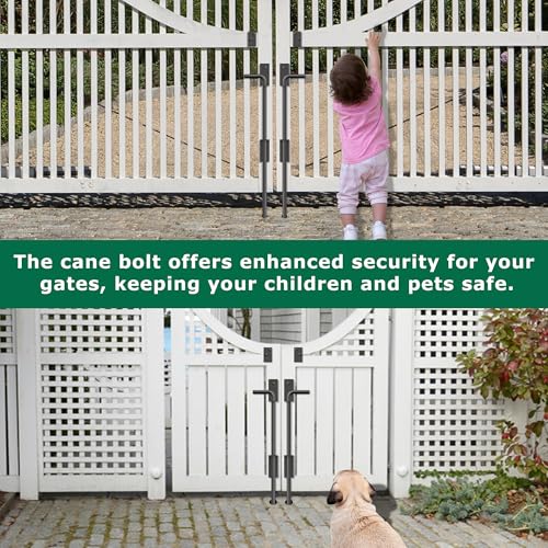 24" Heavy Duty Cane Bolt Gate Drop Rod with Upgraded Design, Square Drop Rod Kit for Double Gate Wood PVC Vinyl Metal Yard Gate Latch-2 Pack - size: 24 Inch-2 Pack