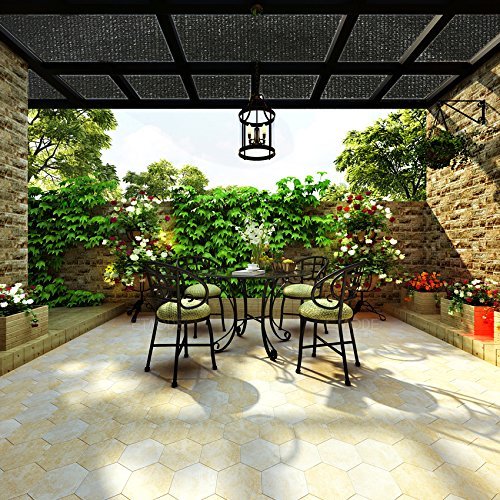 Shatex 90% 8x15ft Sun Shade Fabric for Pergola Cover Porch Vertical Screen, Black - size: 8x15ft with Clips - Black