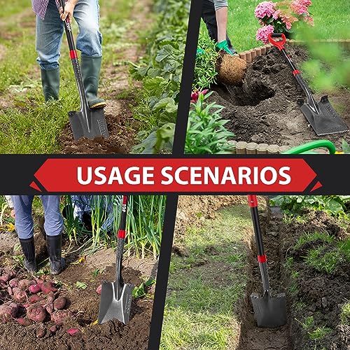 Sharp Blade Spade Shovel Garden Flat Spades for Gardening and Edging | Heavy-Duty Steel Shovel Head,Sturdy Fiberglass Handle,Comfortable Wide Footplate, for Garden Work,43 inches - style: Contemporary