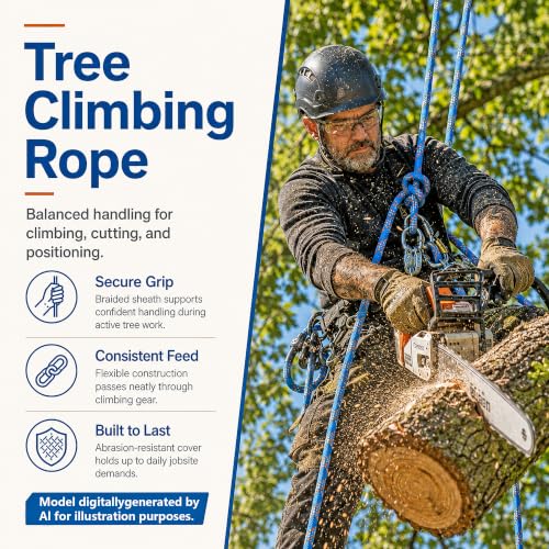 Braided Polyester Arborist Rope (3/8 inch X 100 feet) High Strength Bull Rope for Tree Work Truck Securing Camping Swing, Blue - color: Blue