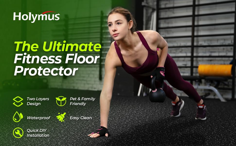 0.56'' Thick 48 Sq Ft Rubber Top High Density EVA Foam Exercise Gym Mats Non-Slip 12 Pcs - Interlocking Puzzle Floor Tiles for Home Gym Heavy Workout Equipment Flooring - 24 x 24in Tile