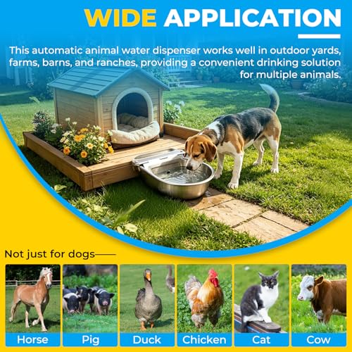NATGAI Automatic 304 Stainless Steel Waterer Bowl with Drainage Hole | Automatic Cow Drinking Water Bowl with Float Valve Water Trough Farm Grade for Horse Cattle Goat Sheep Dog