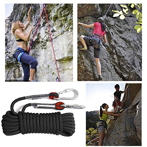 Static Climbing Ropes 35FT,50FT,100FT,150FT,200FT,250FT(Diam 10mm,16mm) - color: Black(diam 10mm), size: 250 FT