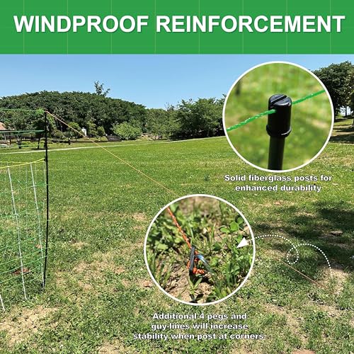 Premium Electric Semi-Rigid Fence Netting 35.4"H x 98.42'L, Pre-Assembled Posts Raised to 47.2"H, Can Add Additional Polywire to Ensure Safety for Backyards,Homesteads,Gardens,Farms,and Ranches,PK1 - size: Length 98.4 ft x 1