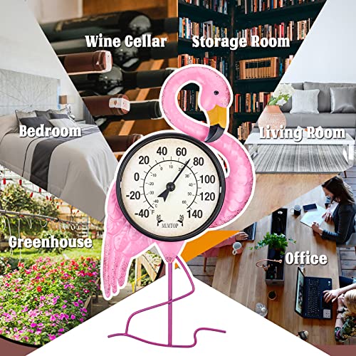 Outdoor Thermometers, Flamingo Thermometer for Patio Yard Garden | No Battery Needed, Waterproof, Indoor and Outdoor, Easy to Read, Gifts Idea - color: Flamingo