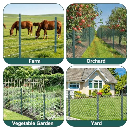 3FT Metal Fence Post, 5 Pack Heavy Duty Garden Fence Posts T Post, No Dig U-Post for Garden, Yard, Patio Fencing - size: 3FT-5PCS Integral