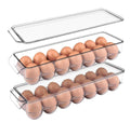 Egg Holder for Fridge with Lid, Egg Containerand for Refrigerator with Front Handle, BPA-Free Clear Plastic 14 Eggs Stackable Tray Storage for Refrigerator. (28 Eggs, Pack of 2)