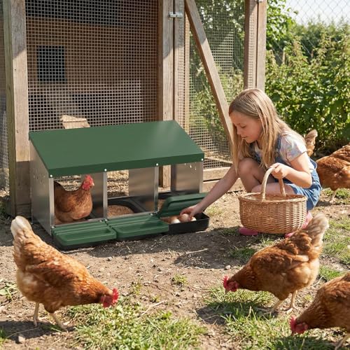 3-Compartment Chicken Nesting Box, Heavy Duty Galvanized Steel Poultry Nest Box, Wall Mount/Freestanding Design for Hens, Ducks, Backyard Homesteads & Farm Use, Green, with Soft Mats, No Stand - color: Green, size: 3 Room&Mat Board