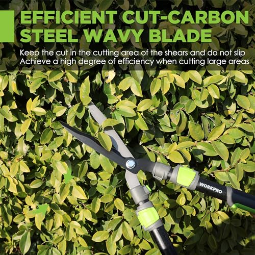 WORKPRO Extendable Hedge Shear, 25"-33" Manual Hedge Clipper/Bush Cutter | Gardening Shears with Steel Wavy Blade, Shock Absorbing Bumper, Ergonomic Handle for Pruning Borders & Shrubs - size: 25"-33"