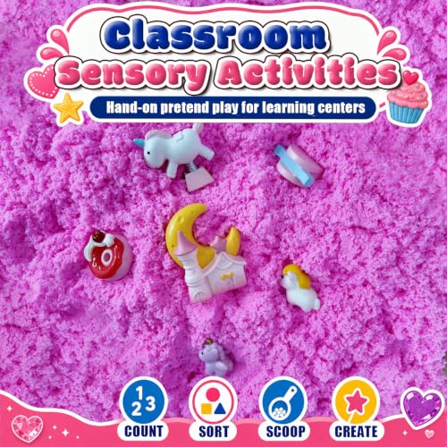 Pink Latex Valentine's Day ice Cream Theme Sensory Bin Filler | Sensory snow sand for Floral Spring Cotton Candy Soothing Pink Sensory Table for Toddlers & Young Children - color: pink
