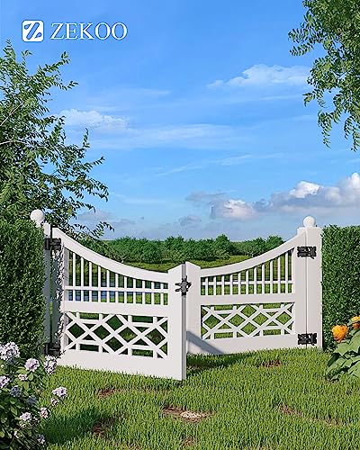 ZEKOO Stainless Steel Vinyl Fence Gate kit, Self Closing Gate Hinge & Latch | Rust Proof, Use for Vinyl Fence Gate and Wood Fences Gate, Heavy Duty 1 Gate Latch 2 Gate Hinges (Black) - color: Black One Set