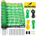 Electric Fence Netting, 49.6" H x 164'L Electric Anti-Predator Poultry Fence, PE Net Fencing Kit with 14 Posts Double Spiked, Movable Livestock Nets for Sheep, Hogs, Cattle and Other Big Poultry