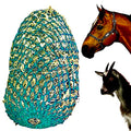 Majestic Ally 1.25”x1.25” Holes Ultra Slow Feed 40” Very Sturdy Hay Net with Bottom Ring for Goat, Sheep, Simulate Grazing and Reduces Waste (Turquoise) - color: Turquoise