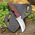 Custom Handmade 7'' fixed blade hoof rasp Hawkbill fixed blade Knife Electricians Knife Lineman’s Hawkbill knife, with pancake leather sheath (HWK COOPER) - color: HWK COOPER
