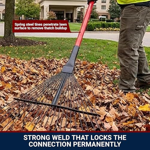 24-Tine Thatching Garden Rake for Leaves | Heavy Duty Metal Leaf Rake | Dethatching Large Leaves and Yard Debris, 23.5" Wide 68" Fiberglass Long Handle Rakes for Gardening 100% Made in USA | 23.5" Wide, Heavy Duty Metal Leaf Rake for Gardening, Dethatchin