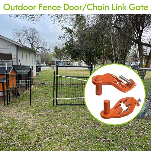 T-Post Gate Hinge Pins - Heavy Duty Gate Hanger, Hang a gate from a Metal T Post, Steel Gate Hinges Target Hanger for Farm Gate, Garden & Backyard Gate, Easy to Install (Patent) - color: Orange