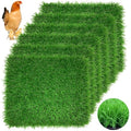 Irieiply 6 Pack 12"x12"x1.2" Chicken Nesting Pads for Laying Eggs, Washable Artificial Spring Grass Carpet Synthetic Turf Mat Nest Box Bedding for Chicken Coop
