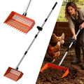 Chicken Poop Scooper & Rake 2-in-1 – 12 Inch Shovel Head & 3-Angle Adjustable 304 Stainless Steel Handle, Chicken Litter Scoop and Coop Rake & Sand Sifting Shovel for Chicken Coops, Orange - color: Orange