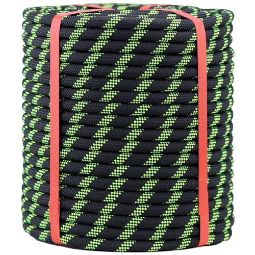 1/2 Inch Arborist Rigging Rope (200 Ft) - Black Double Braid Polyester Tree Rope & Bull Rope, Heavy Duty Pulling Line - 48 Strand High Tensile Strength - size: 1/2 In x 200 Ft, style: Black
