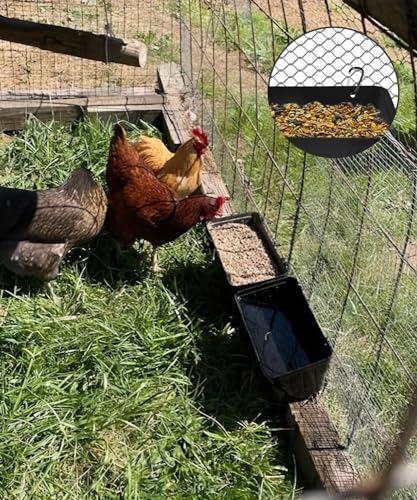 Chicken Feeders, 2 Pack, Duck Feeders and Waterers, Hanging Poultry Water Feeder, Livestock Fence Feeder, Feed Trough and Waterer Bucket with Clips, Blue - color: 2 Pack Blue