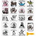 GLOBLELAND 18 Sheets Funny Raccoon Transfer Stickers 3.9x3.6inch Cute Feral Raccoon Transfer Decal Daily Raccoon Rub on Transfer for Furniture Vase Glass Art Crafts Decorations - style: Raccoon