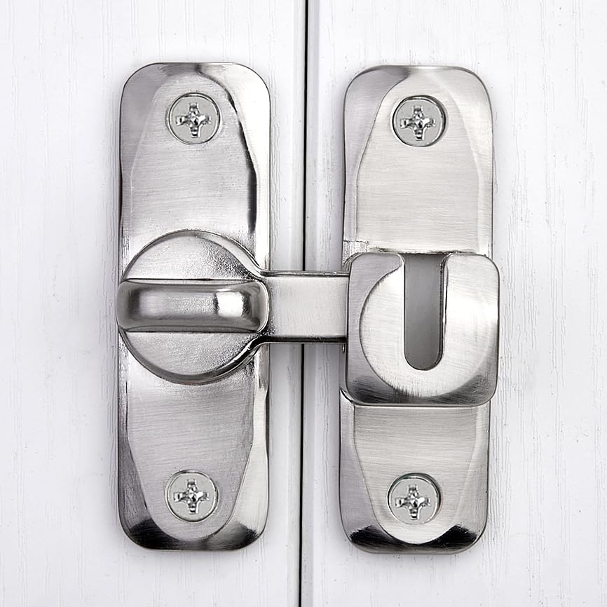 2 Packs Silver Barn Door Latches,90/180 Degree Gate Lock_B | Zinc Alloy Right Angle Door Lock Latch,Flip Gate Latches,Sliding Door Latch Lock,for Cabinets,Fence Gates,Pet Cage - color: Silver