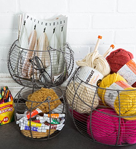 DII Vintage Wire Storage Baskets, Egg Basket Set, Rustic 3 Piece
