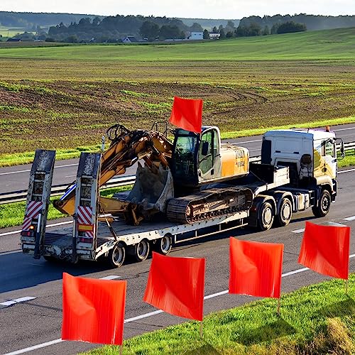 Kinlop 10 Pcs 24" x 24" Safety Flag Traffic Warning Flag with 35'' Wooden Dowel for Trucks Trailer and Pedestrian Crossings Construction Sites (Classic) - style: Classic