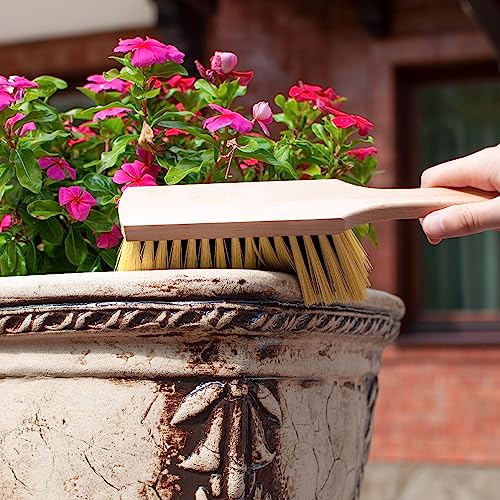 Cleaning Brush, 14.2'' Hand Broom with Medium-Soft Bristles, Wooden Handle, Multi-Purpose Dusting Brush for Home and Professional Use - size: 14.2"