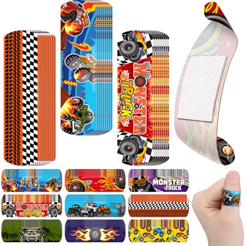 Panelee 120 Pcs Kids Dog Farm Animal Adhesive Bandages Monster Construction Trucks 20 Styles Puppy Cute Waterproof Breathable Bandages for Kids Girl Boy Children Toddler(Monster Trucks) - style: Monster Trucks