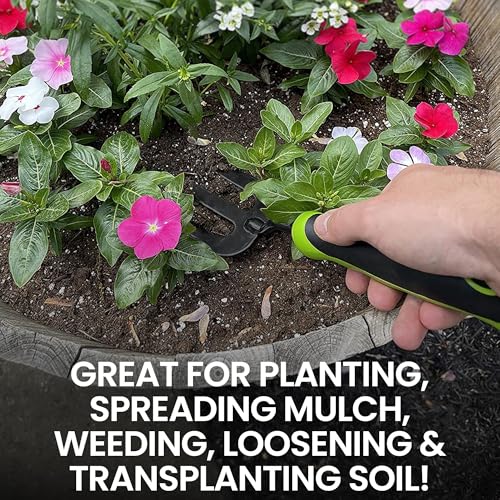 Garden Guru Hand Weeder Fork Tool – Rust Resistant High Carbon Steel – Ergonomic Handle – Great for Planting, Spreading Mulch, Weeding, Loosening & Transplanting Soil - size: 1 Pack