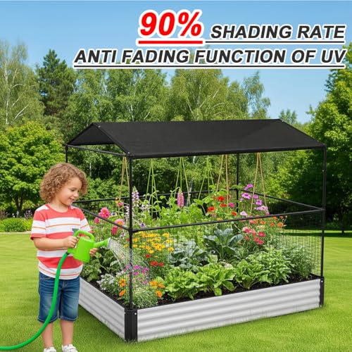 SUNNY GUARD Sun Shade Cloth, 12 x 20 FT Black HDPE Mesh | 85-95% Breathable shade cover creates a cooler space for plants, vegetables, greenhouses, patios, chicken coops, and kennels - color: 90 SHADE-BLACK, size: 12 FT x 20 FT