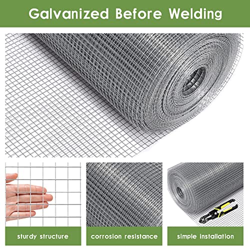 Tongmo 24" x 100' Hardware Cloth, 1inch Mesh Galvanized Chicken Wire Fence, 19 Gauge Welded Wire Roll,Garden Fence, Poultry Netting for Rabbit/Duck/Chicken Coop